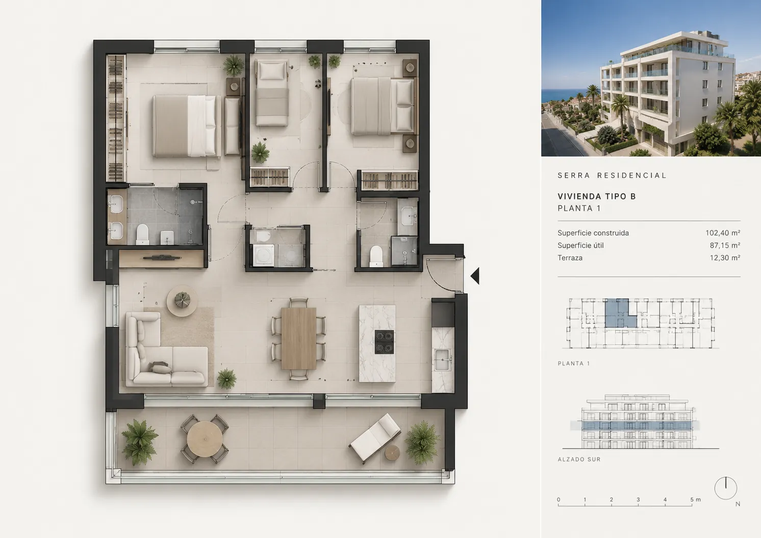 Plano comercial de una vivienda de Serra Residencial