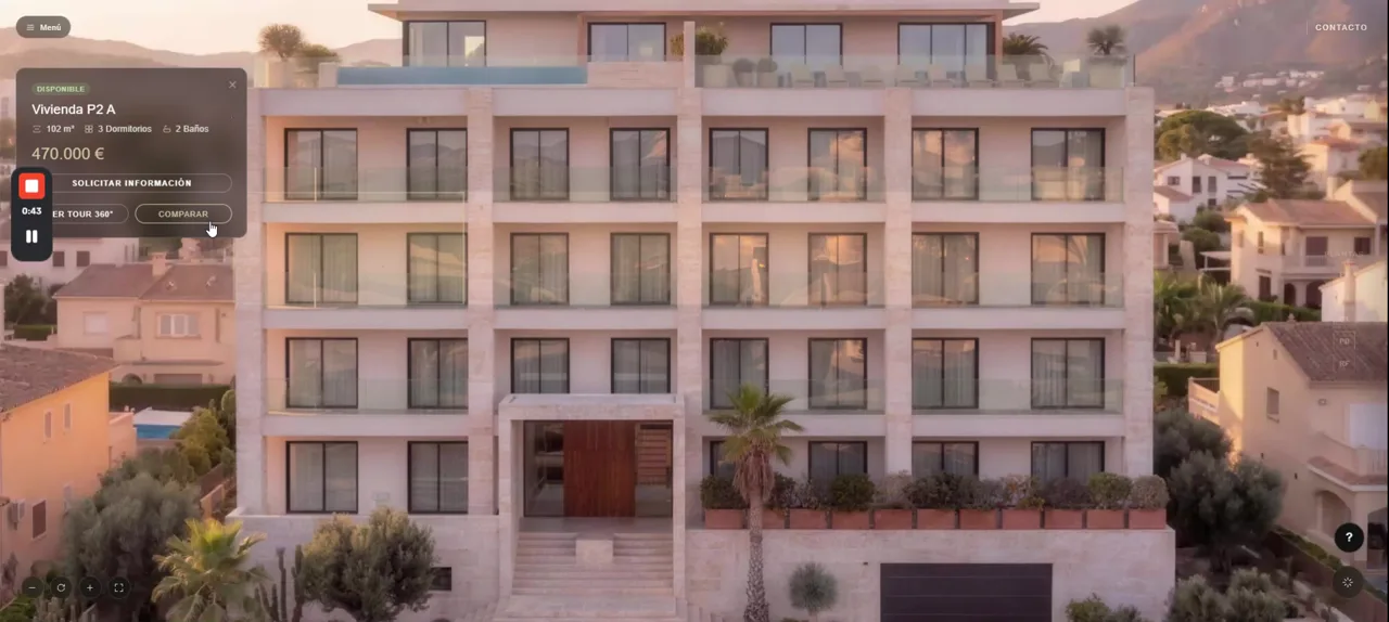 Selección de una vivienda sobre la fachada en 3D